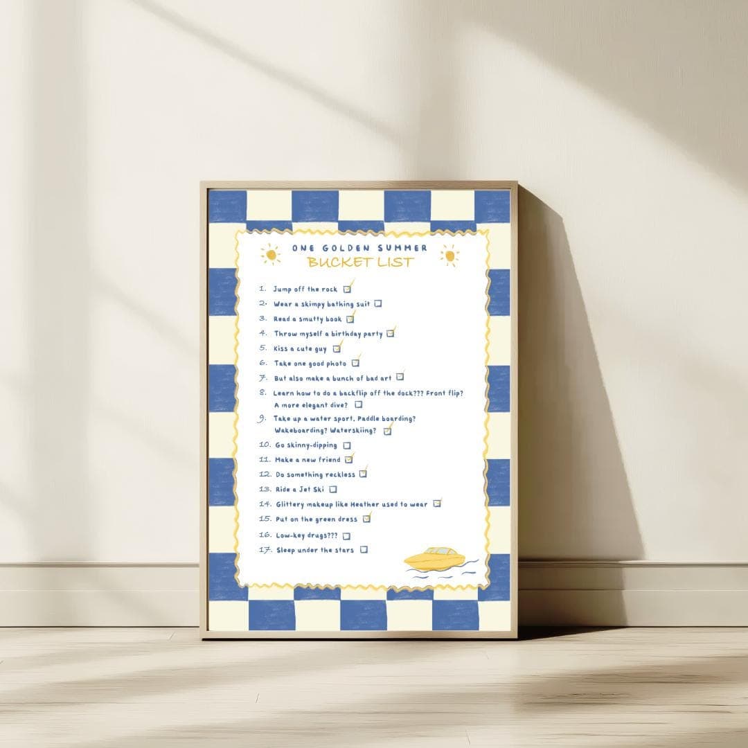One Golden Summer Bucket List Print: Carley Fortune Book Art (Digital Download) thumbnail 2
