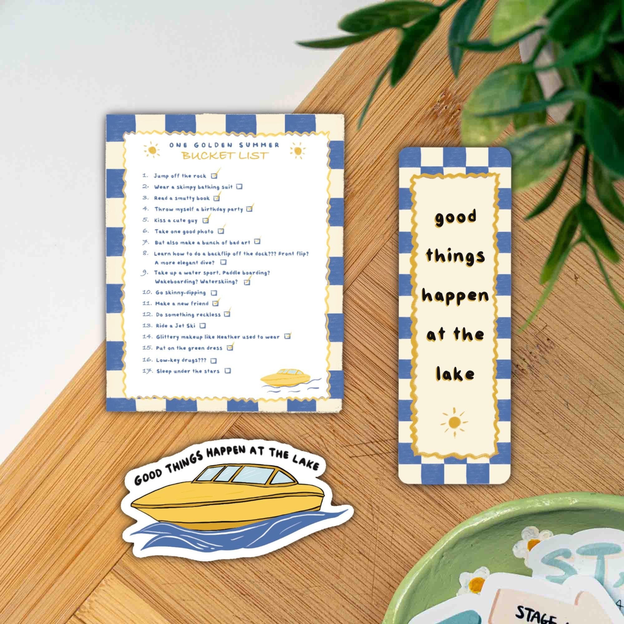 Lakeside Summer Romance Bookish Gift Bundle | Mini Art Print, Bookmark and Sticker
